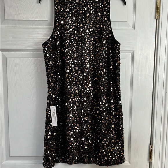 Sequin Black Mini Dress (Size: 10) - Picture 4 of 7